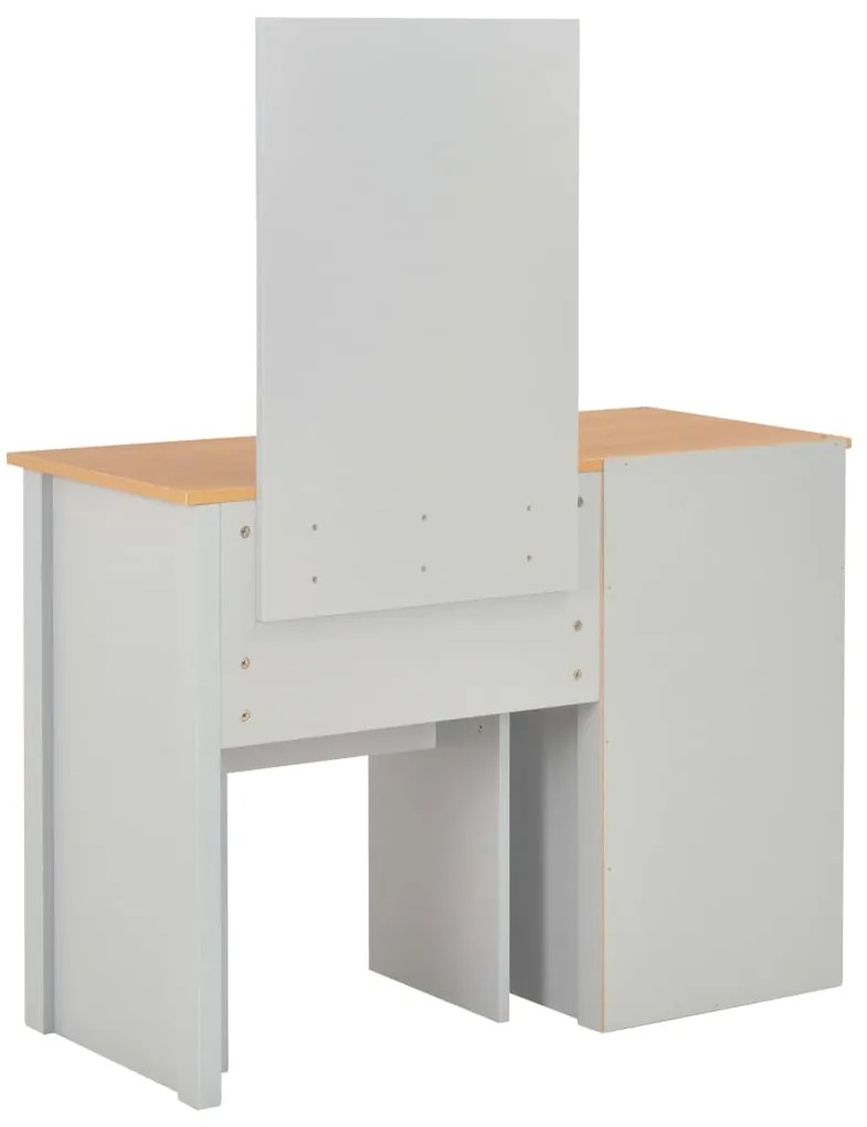 Toucador com espelho e banco 104x45x131 cm cinzento