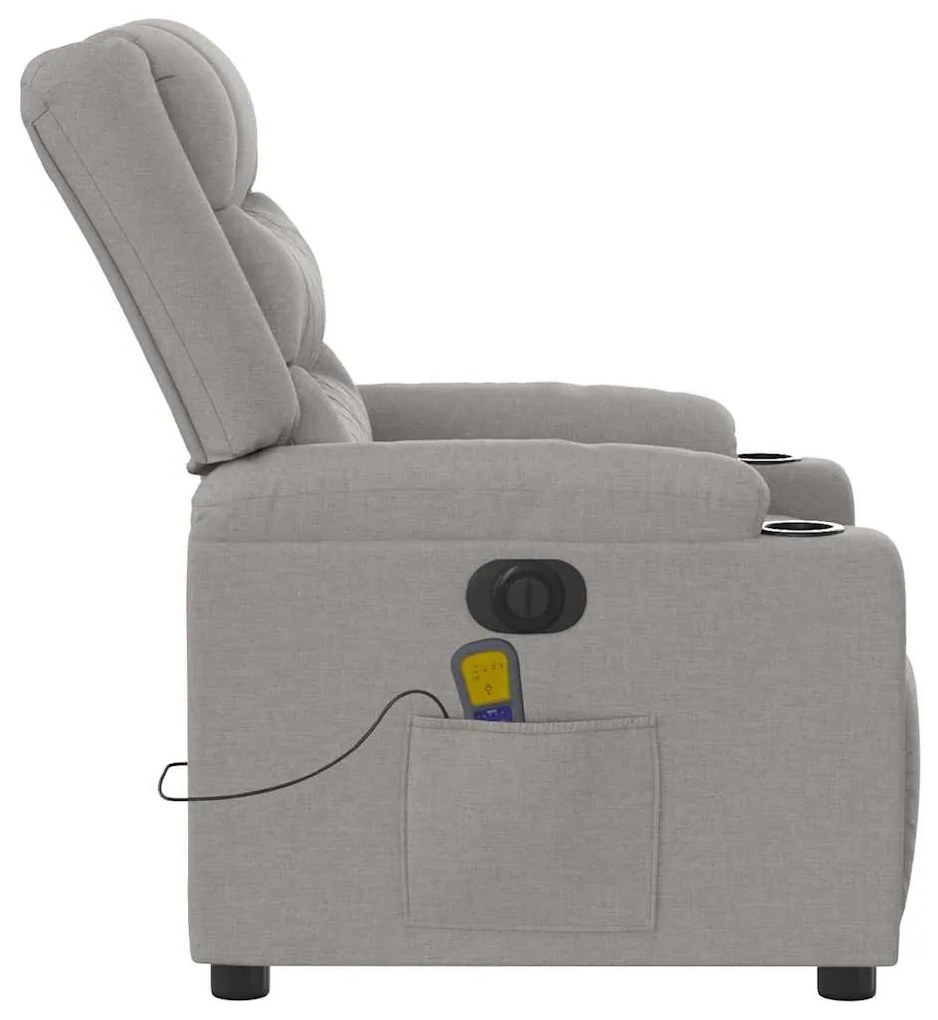 Poltrona massagens reclinável elétrica tecido cinzento-nublado