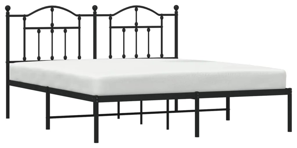Estrutura de cama com cabeceira 160x200 cm metal preto