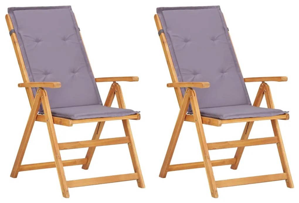 vidaXL Cadeiras jardim reclináveis 2pcs madeira acácia maciça castanho
