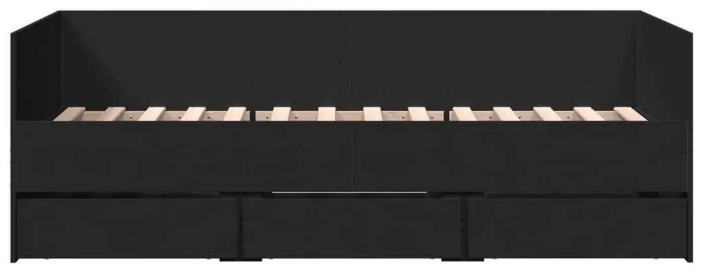 Sofá-cama com gavetas sem colchão 75x190 cm preto