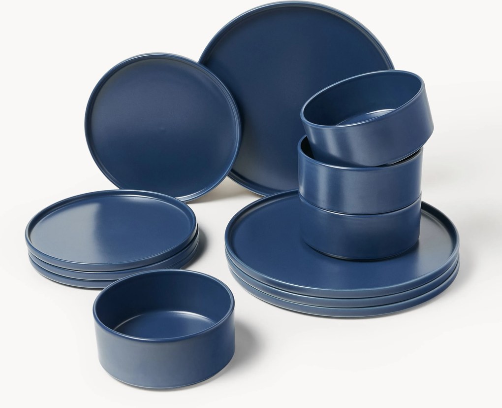 Conjunto de loiça artesanal Lowri, 4 pessoas, conjunto de 12