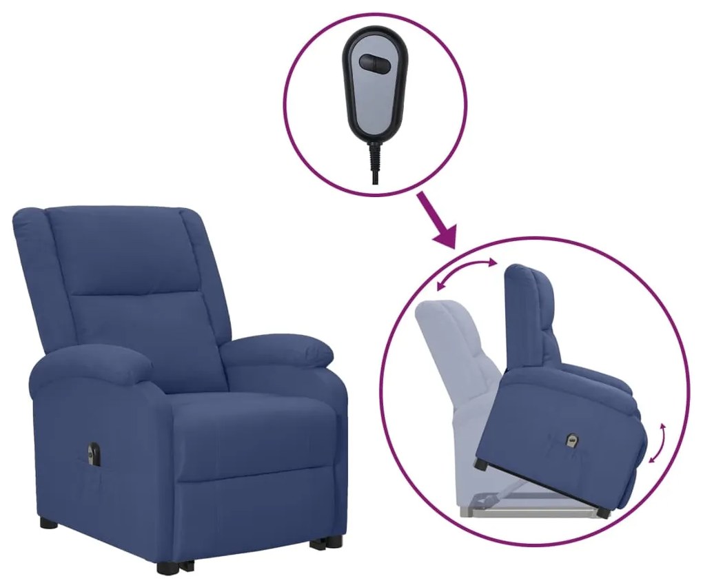 vidaXL Poltrona elevatória tecido azul