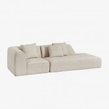 Sofá Modular De Canto Em 2 Peças Com Chaise Longue Direito Estofado Cardea Bouclé Bege Creme - Sklum