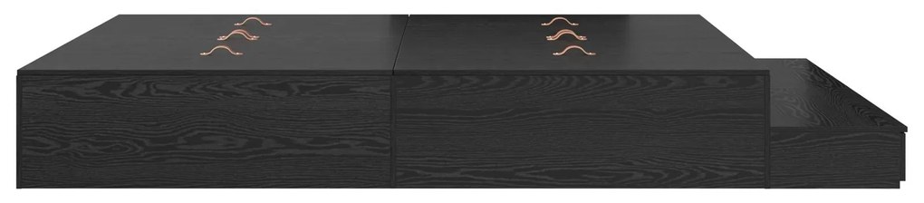 Estrutura de Cama Armazenamento Carvalho Preto 180x200 cm