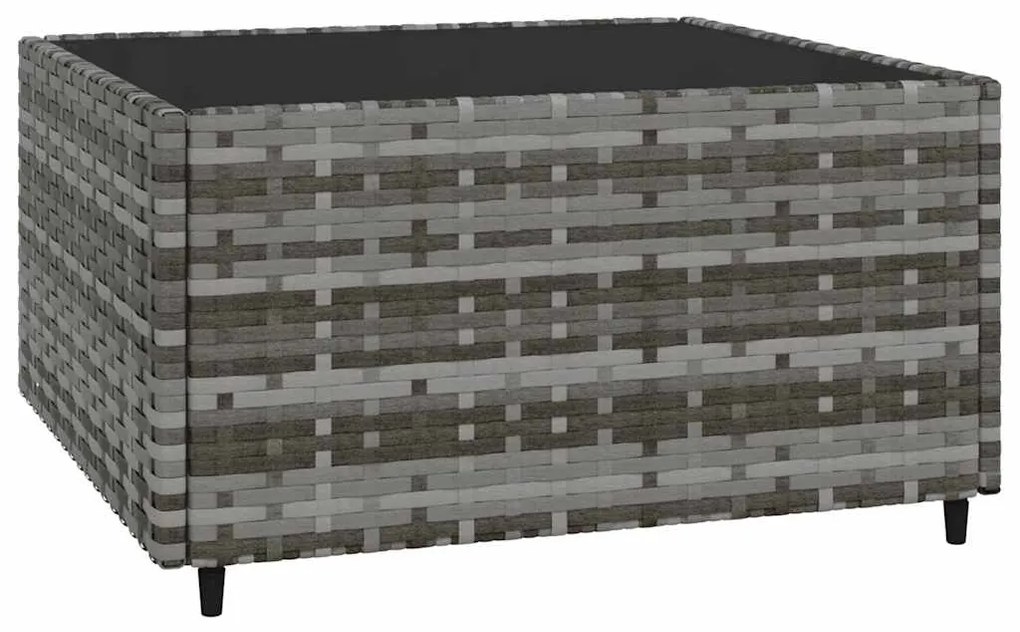 4 pcs conjunto lounge de jardim c/ almofadões vime PE cinzento
