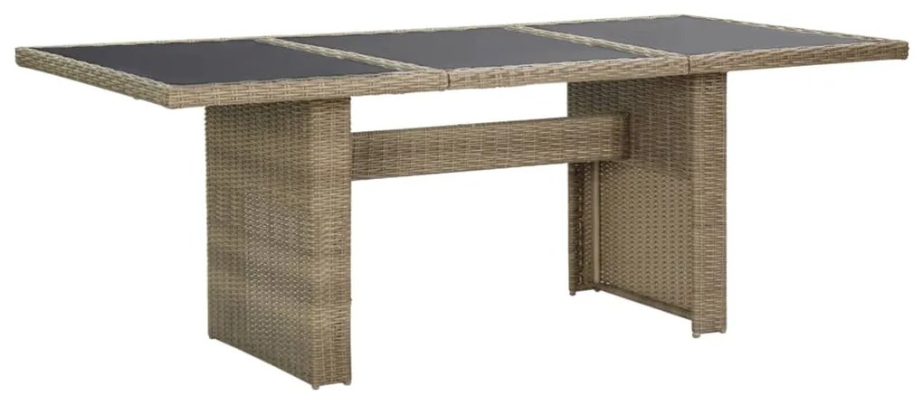 310141 vidaXL Mesa de jantar jardim 200x100x74 cm vidro e vime PE castanho