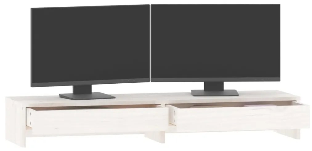 Suporte para monitor 100x27x15 cm pinho maciço branco