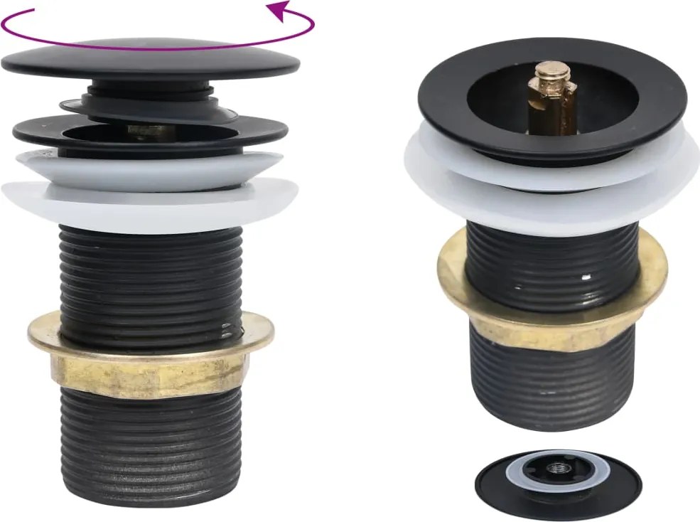 vidaXL Válvula escoam. s/ função antitransbordo 6,4x6,4x9,1 cm preto