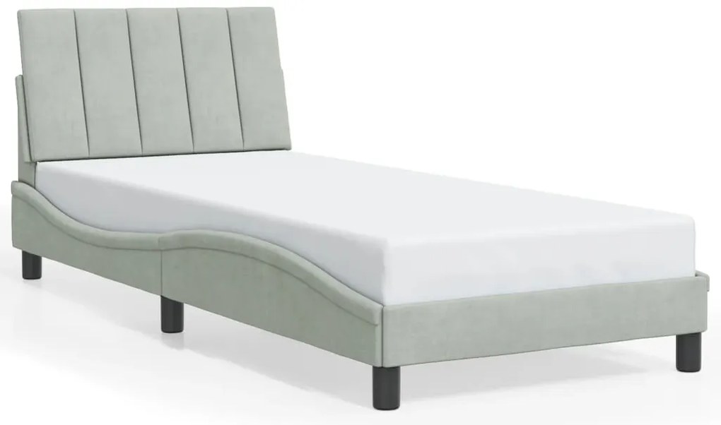 Estrutura de cama c/ luzes LED 90x190 cm veludo cinzento-claro
