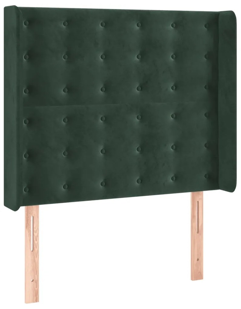 Cama box spring c/ colchão/LED 80x200 cm veludo verde-escuro