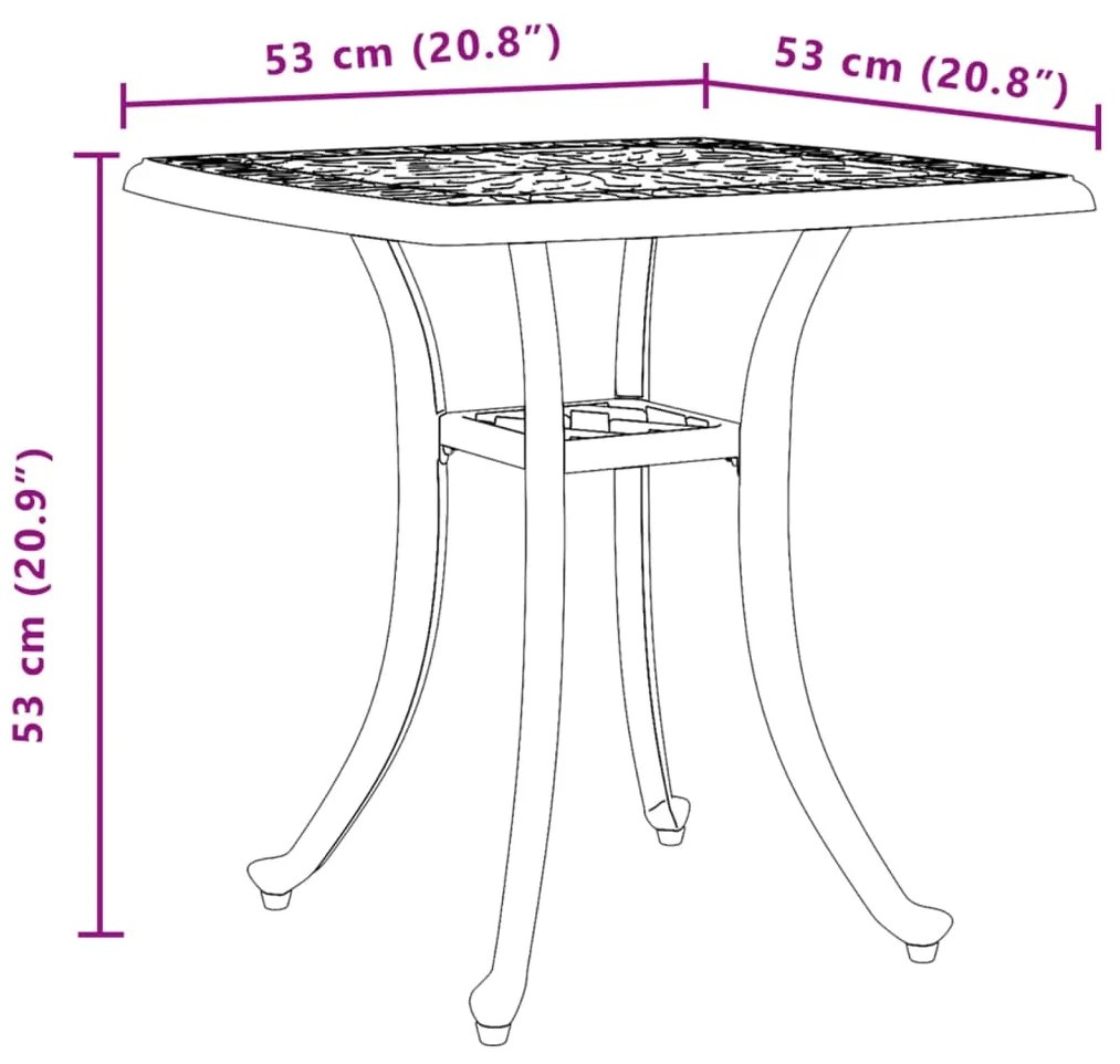 Mesa de jardim 53x53x53 cm alumínio fundido preto