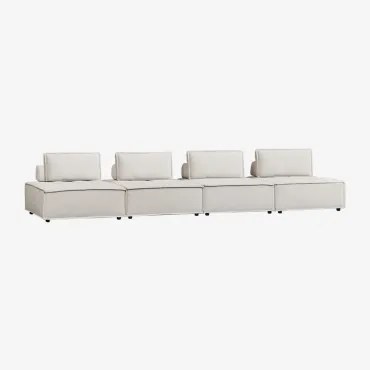 Sofá Modular De 4 Peças Em Tecido Vermont Chenille Bege Creme - Sklum