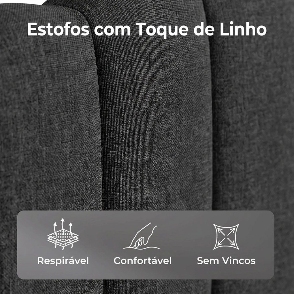 Cama de Casal Estofada 160x200 cm (COLCHÃO NÃO INCLUIDO) com Cabeceira Ajustável Acolchoada Ripas de Madeira Cinzento-Antracite