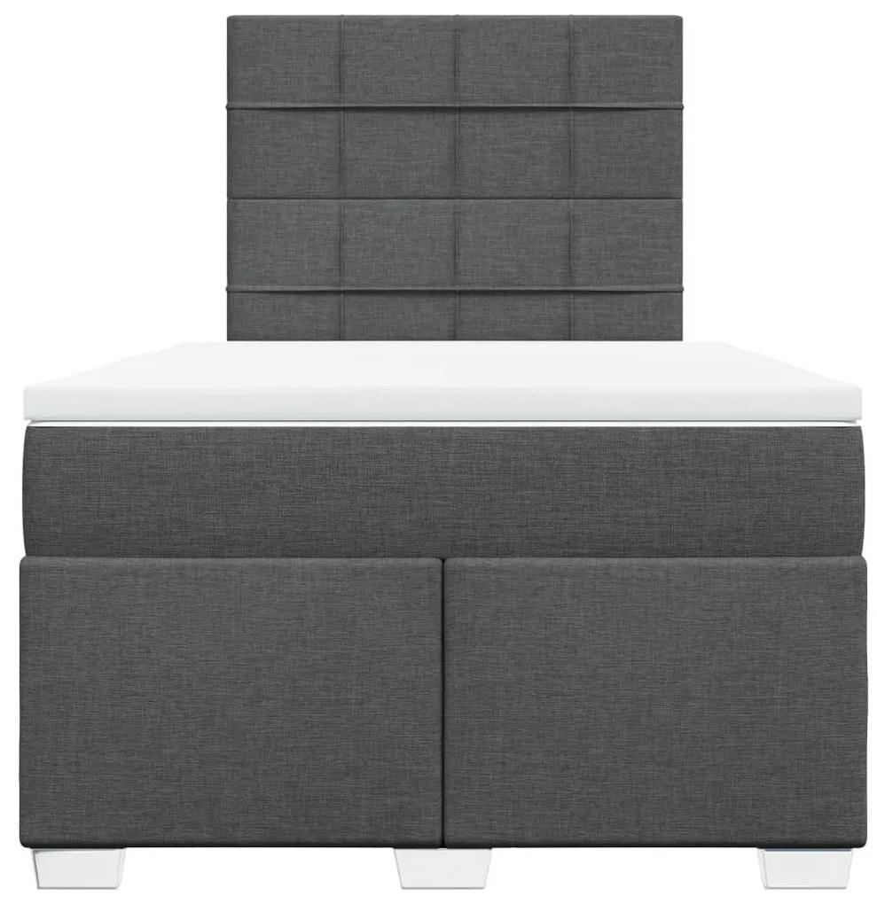 Cama boxspring com colchão 120x190 cm tecido cinzento-escuro