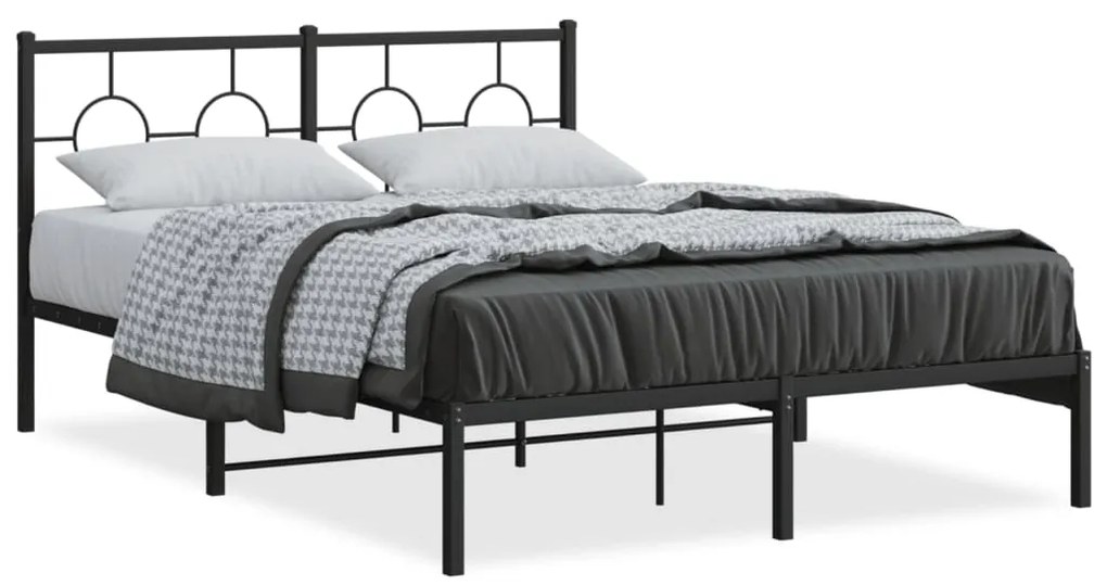 Estrutura de cama com cabeceira 140x200 cm metal preto