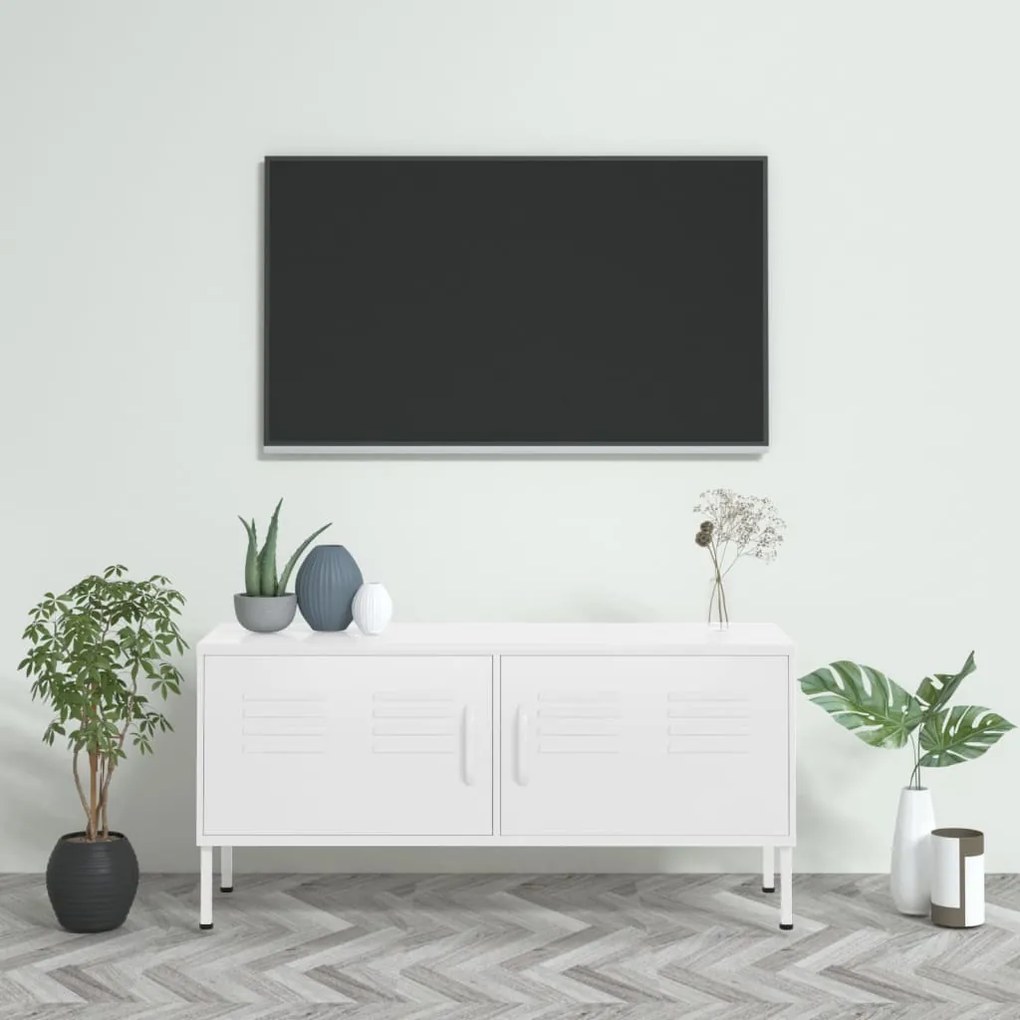 Móvel de TV aço 105x35x50 cm branco