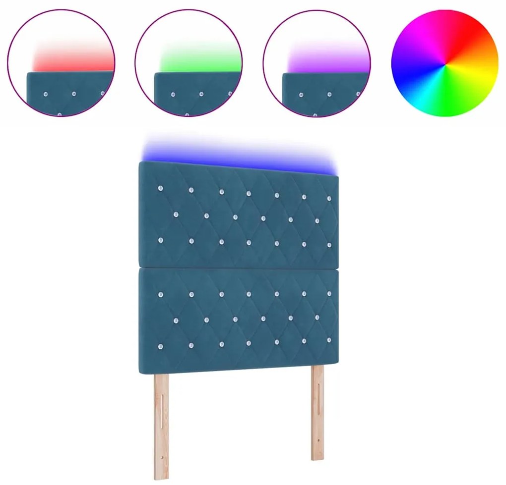 Cabeceira LED em veludo azul escuro, 100 cm