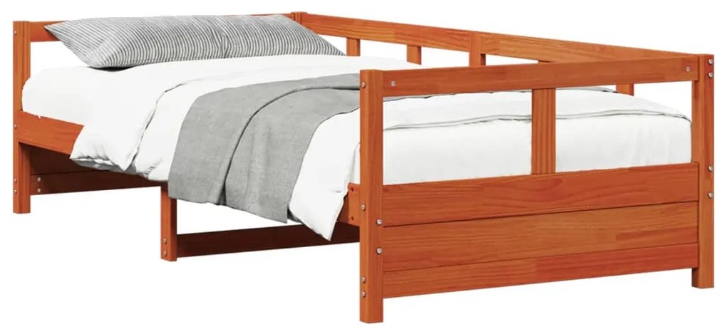 Sofá-cama 90x190 cm madeira de pinho maciça castanho cera