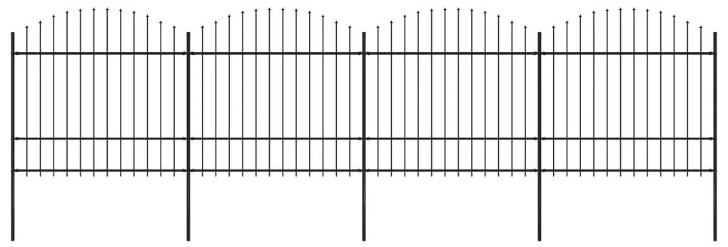 vidaXL Cerca de jardim com topo em forma de lança em aço 714,5x175 cm, preta