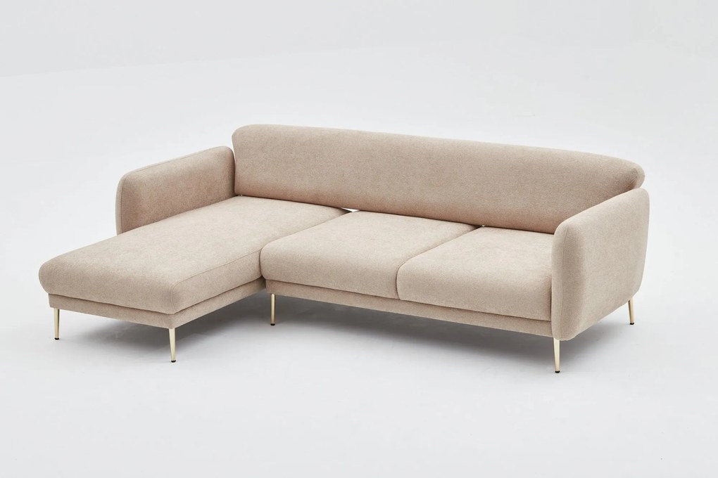 Sofá-Cama de Canto Simena – Bege Dourado – 266x133 cm