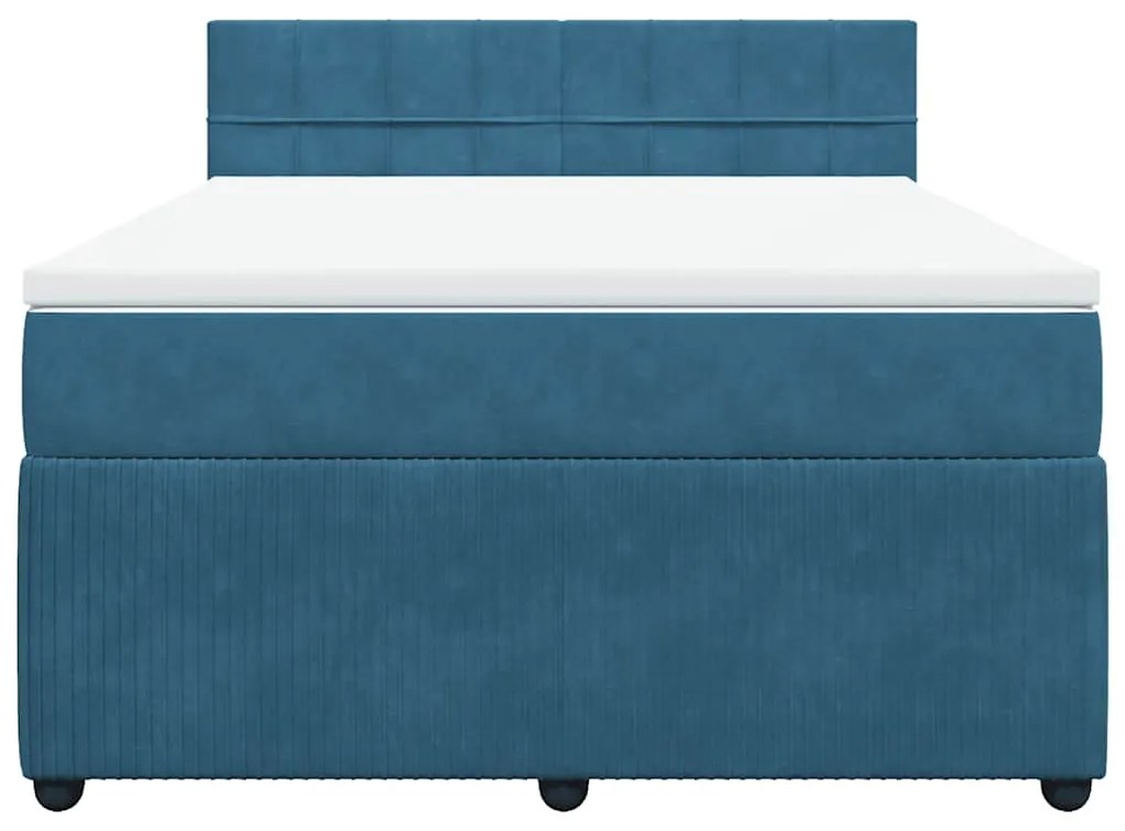 Cama com molas/colchão 140x200 cm veludo azul