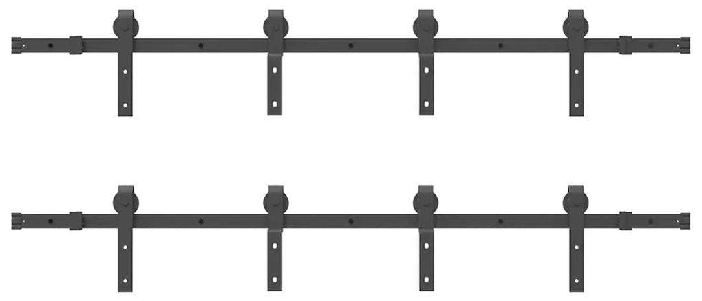 Kit de ferragens para porta deslizante 183 cm aço preto