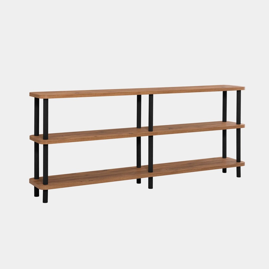Estante Zen – Preto e Pinho Atlântico – 180x74,9x35 cm