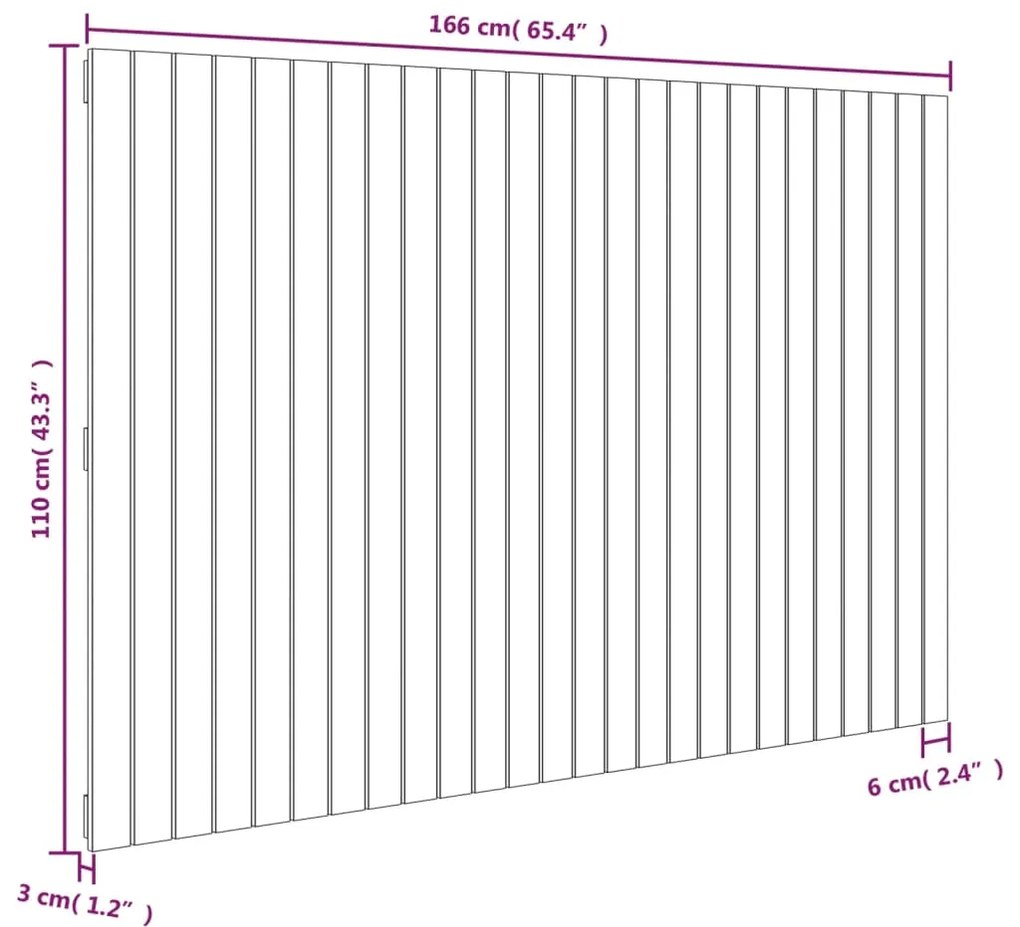 Cabeceira de parede 166x3x110 cm pinho maciço castanho-mel