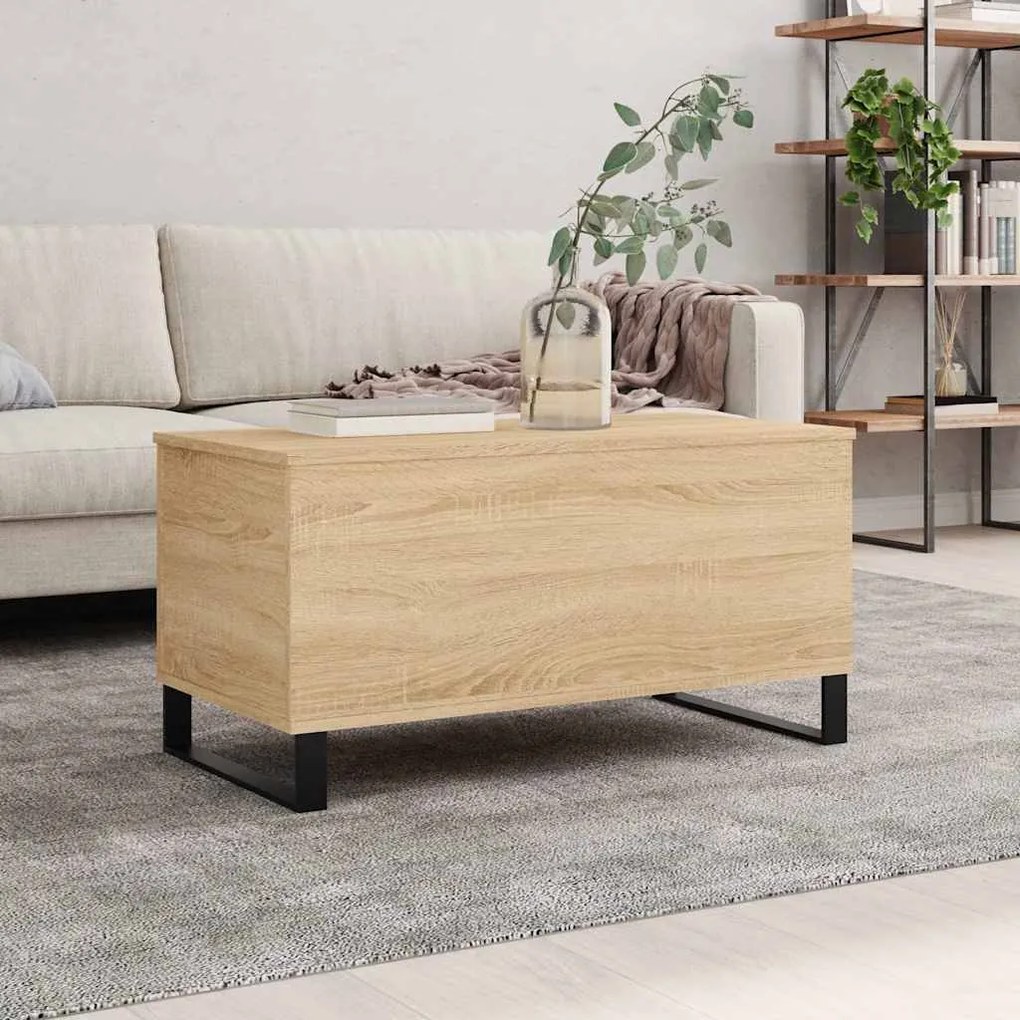 vidaXL Mesa de centro 90x44,5x45 cm derivados madeira carvalho sonoma