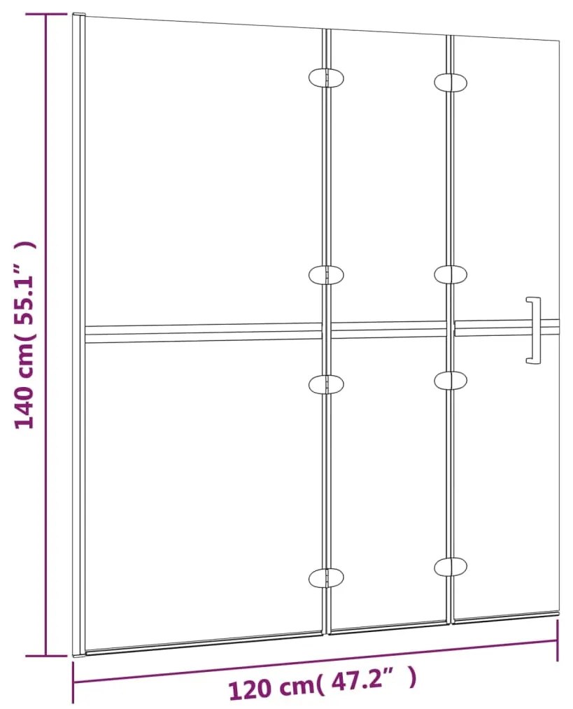 Divisória de chuveiro dobrável ESG 120x140 cm branco