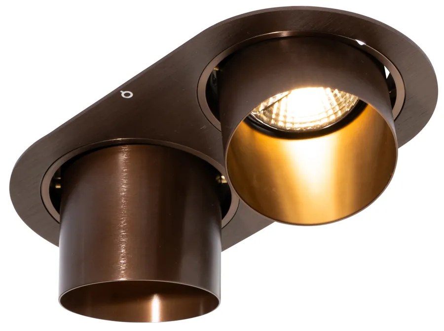 Set van 6 inbouwspots donkerbrons GU10 70mm kantelbaar 2-lichts - Installa