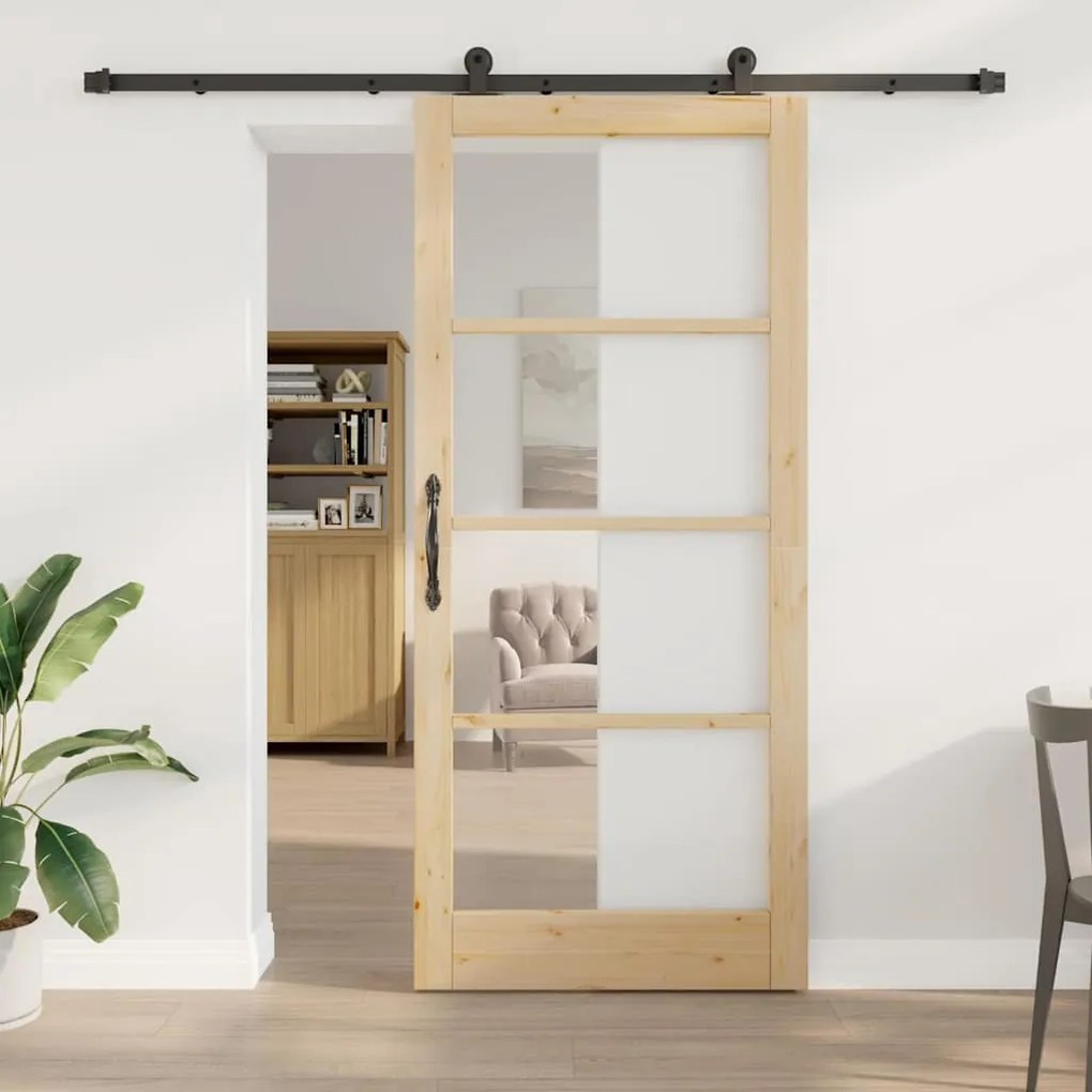 Porta Deslizante vidaXL com Conjunto de Ferragens 'ORKDAL'93x211 cm
