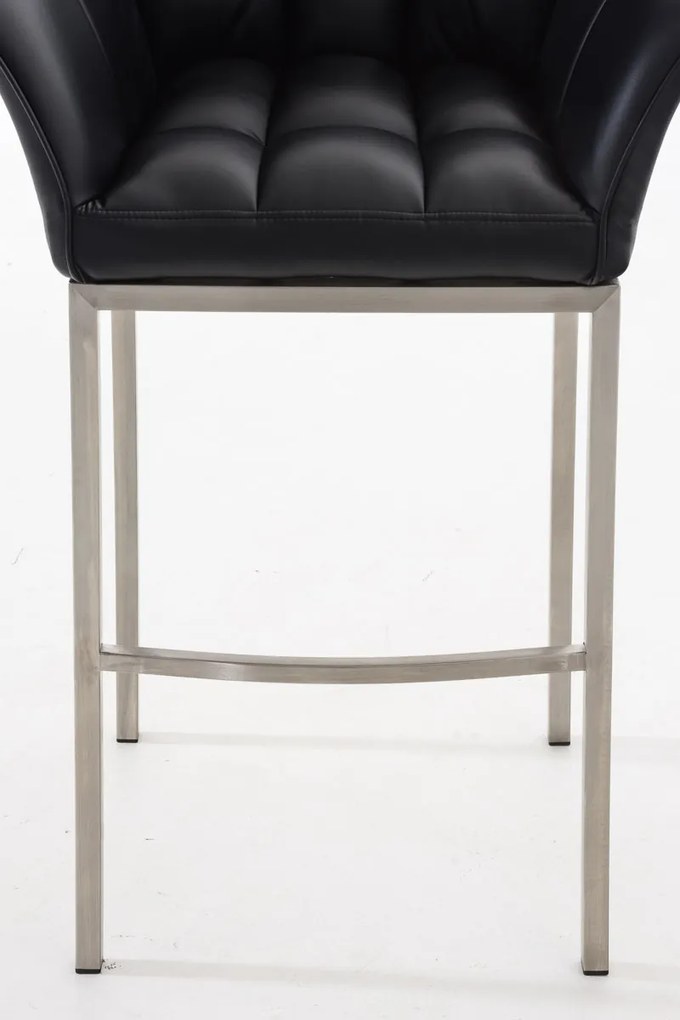 Banco de bar Damaso em couro sintético e com estrutura prateada 64 x 110 x 48 cm Preto