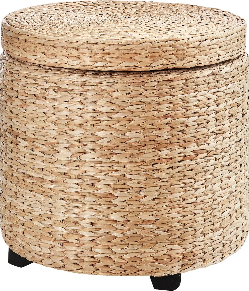 HOMCOM Puff com compartimento de arrumação e tampa, puff redondo, banco cúbico estofado com pés, 43 x 43 x 43 cm Caqui | Aosom Portugal