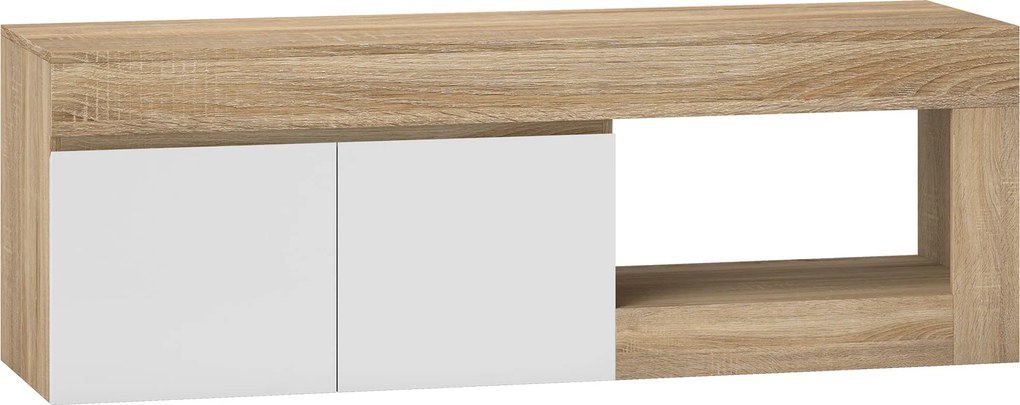 HOMCOM Móvel de TV com 2 Portas Prateleira Aberta Móvel de TV Televisóres de 60 Polegadas 140x40x48 cm Branco e Madeira | Aosom Portugal