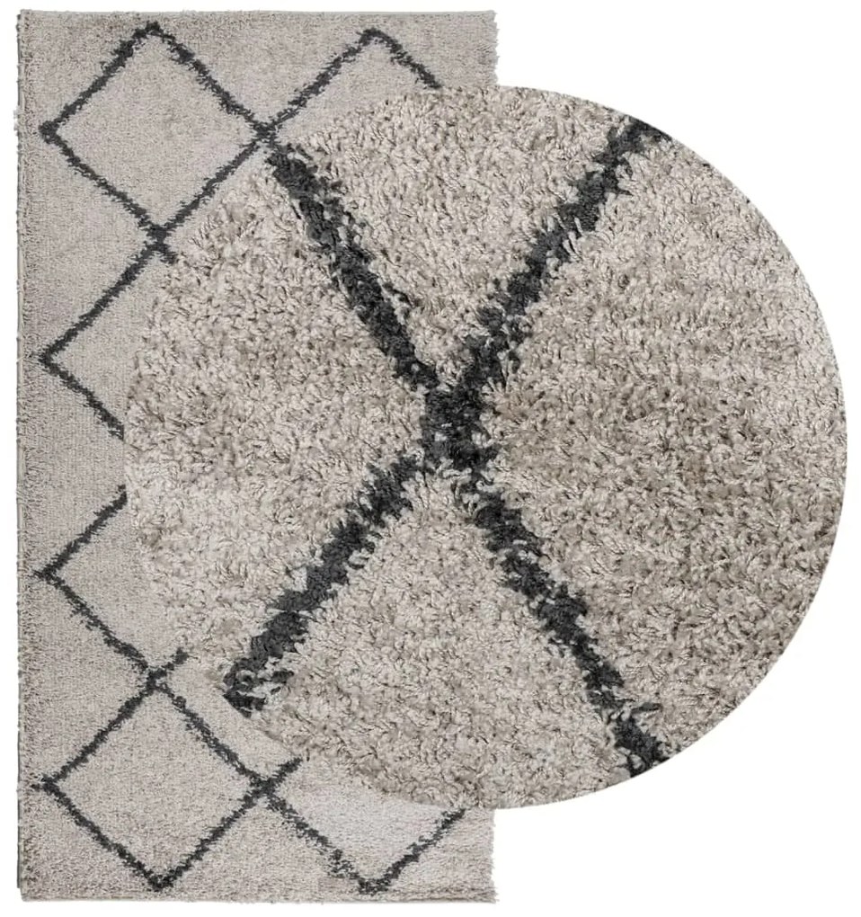 Tapete shaggy de pelo alto PAMPLONA 80x150 cm bege e antracite