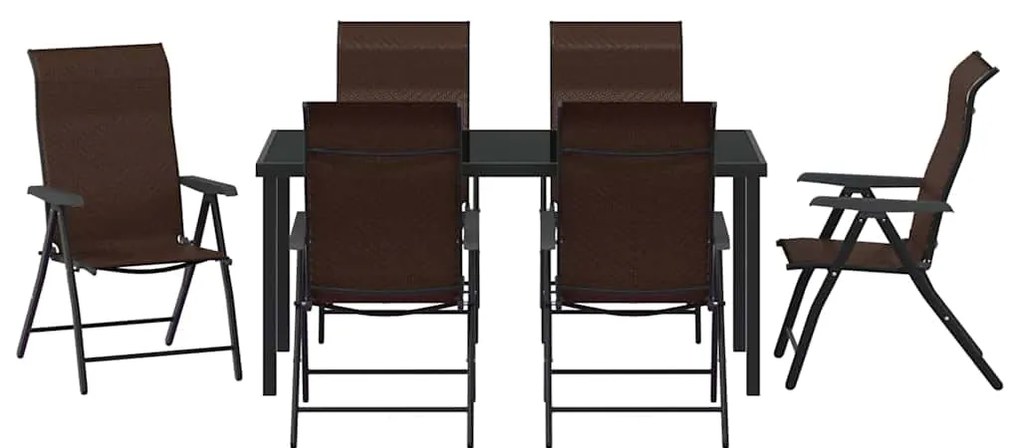 Conjunto de Jantar de Jardim 7 Peças em Rattan Sintético Marrom