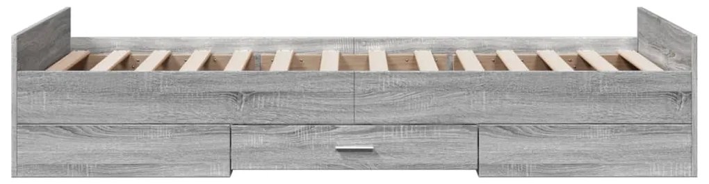 Estrutura de cama c/ gavetas derivados madeira cinza sonoma