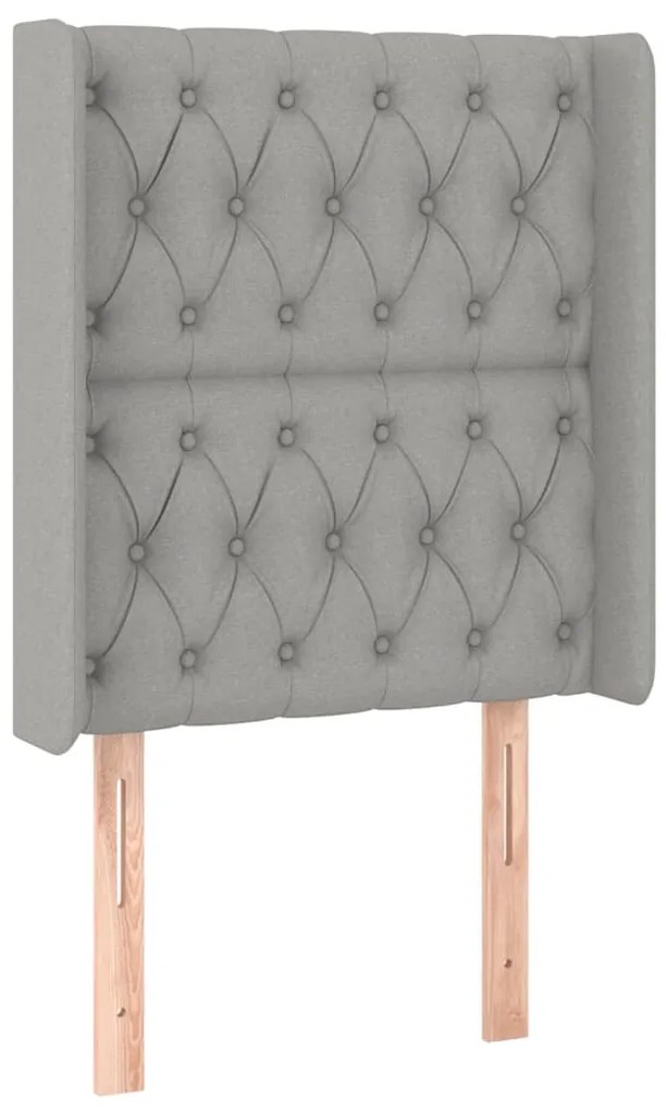 Cabeceira cama c/ luzes LED tecido 83x16x118/128 cm cinza-claro