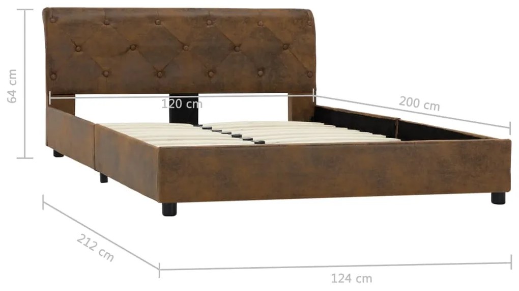 Estrutura de cama 120x200 cm camurça artificial castanho