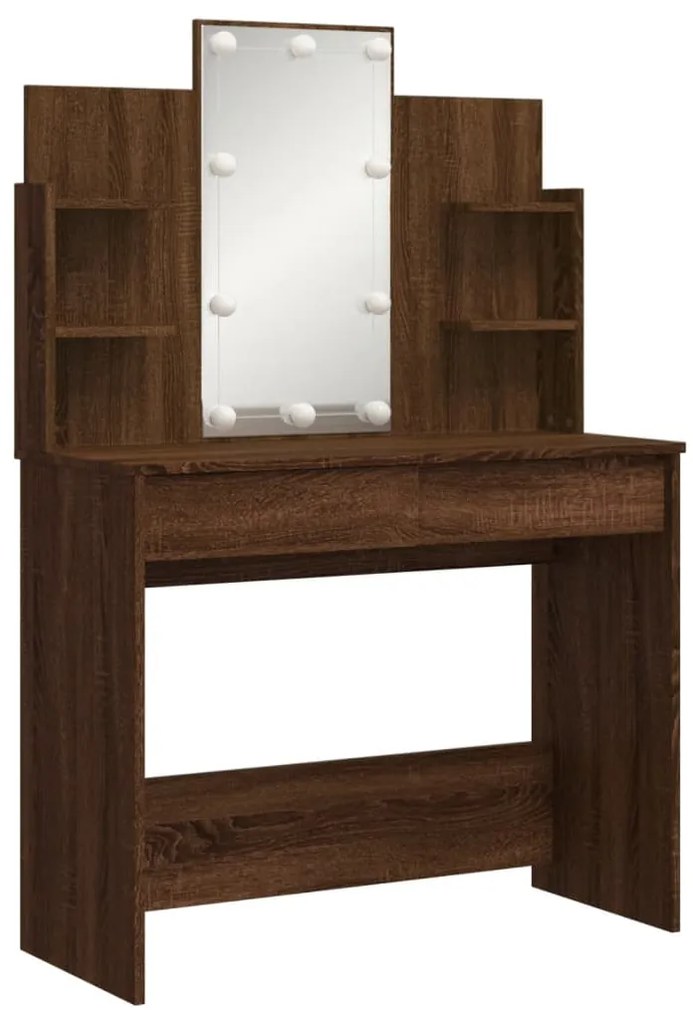 Toucador com luzes LED 96x40x142 cm cor carvalho castanho
