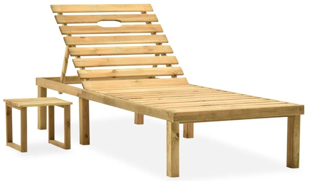 Espreguiçadeira de jardim com mesa e almofadão pinho impregnado