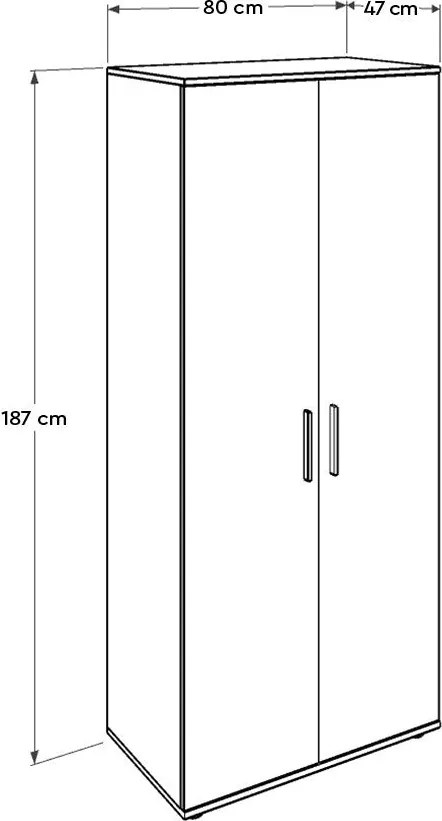 Roupeiro "Aurelio" – Branco – 80 x 187 x 47 cm – Design Moderno