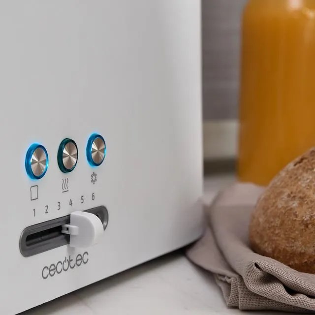 Torradeira de 980 W Toast&Taste 9000 Double White, 2 ranhuras curtas extra largas, função Reaquecer, Descongelar e Cancelar, plástico, grelha superior