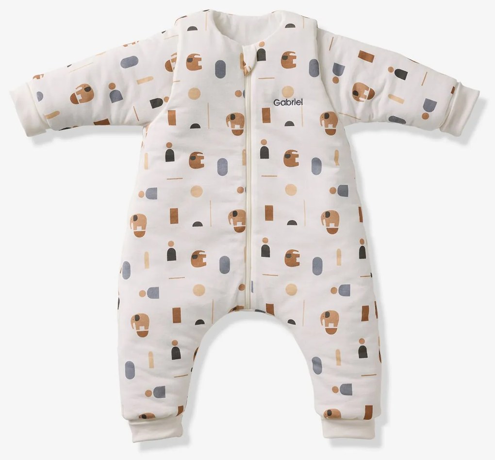Macacão PETIT ELEPHANT, mangas compridas amovíveis branco estampado