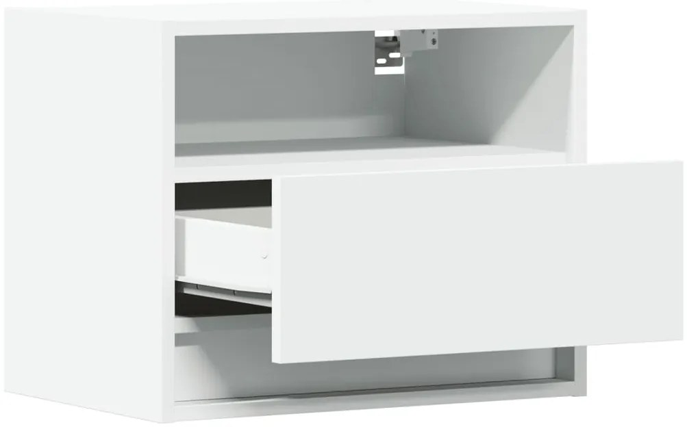 Mesas de cabeceira de parede com luzes LED 2 pcs branco