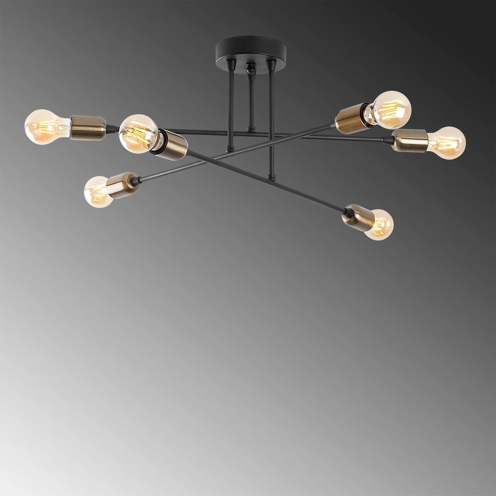 Candeeiro de Teto Fleur – Preto – 66 x 66 cm
