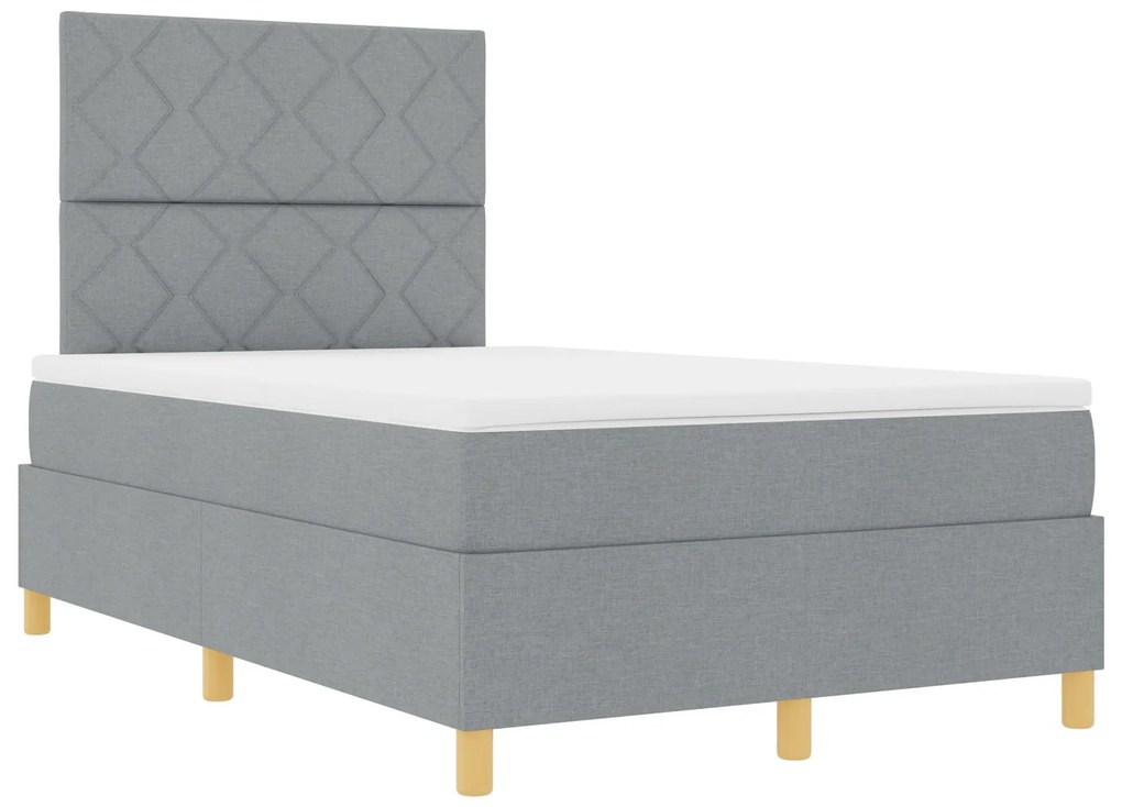 Cama Box Spring com Colchão Cinza Claro 120x200 cm Tecido