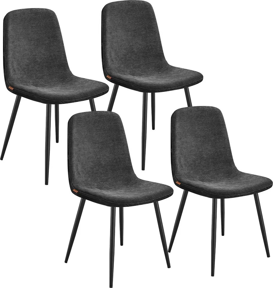 Conjunto de 4 cadeiras de sala de jantar (MESA NÃO INCLUIDA)  em tecido chenille 55 x 43,5 x 85,5 cm Cinzento